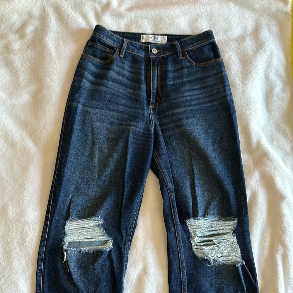 curvy straight leg dad jeans distressed